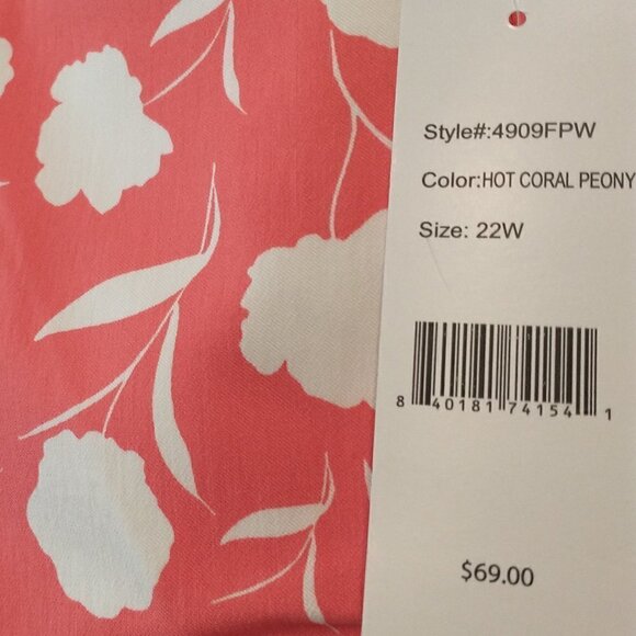 Cooper & Ella Pull On Cropped Pants Womens Plus Size 22W Coral/White NWT - Picture 4 of 10